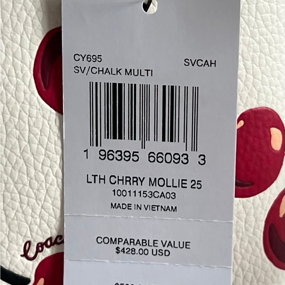 CY695 - Coach Mollie Tote Bag 25 With Cherry Print - Picture 13 of 16